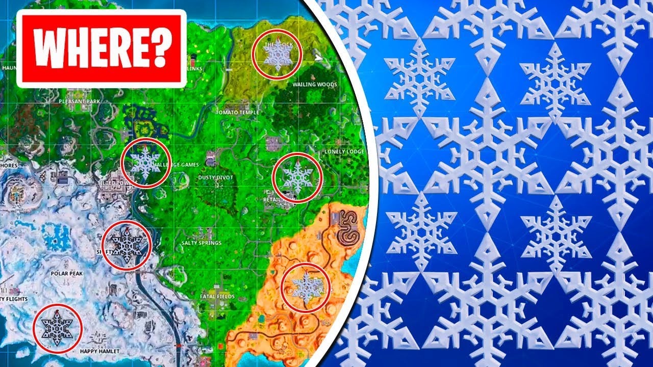 DESTROY SNOWFLAKE DECORATIONS *All locations* 14 Days of Fortnite