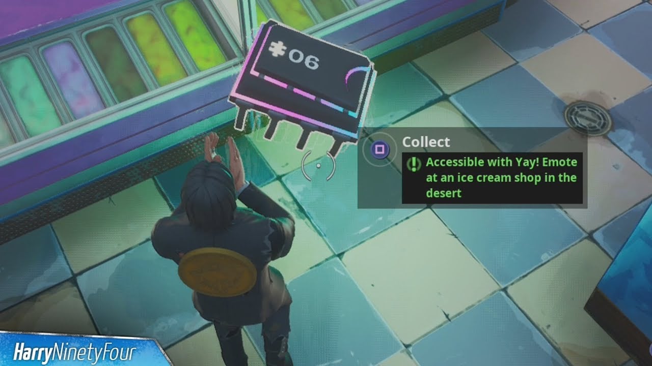 Fortbyte #6: Accessible with Yay Emote at Ice Cream Shop in Desert Location Guide - Fortnite