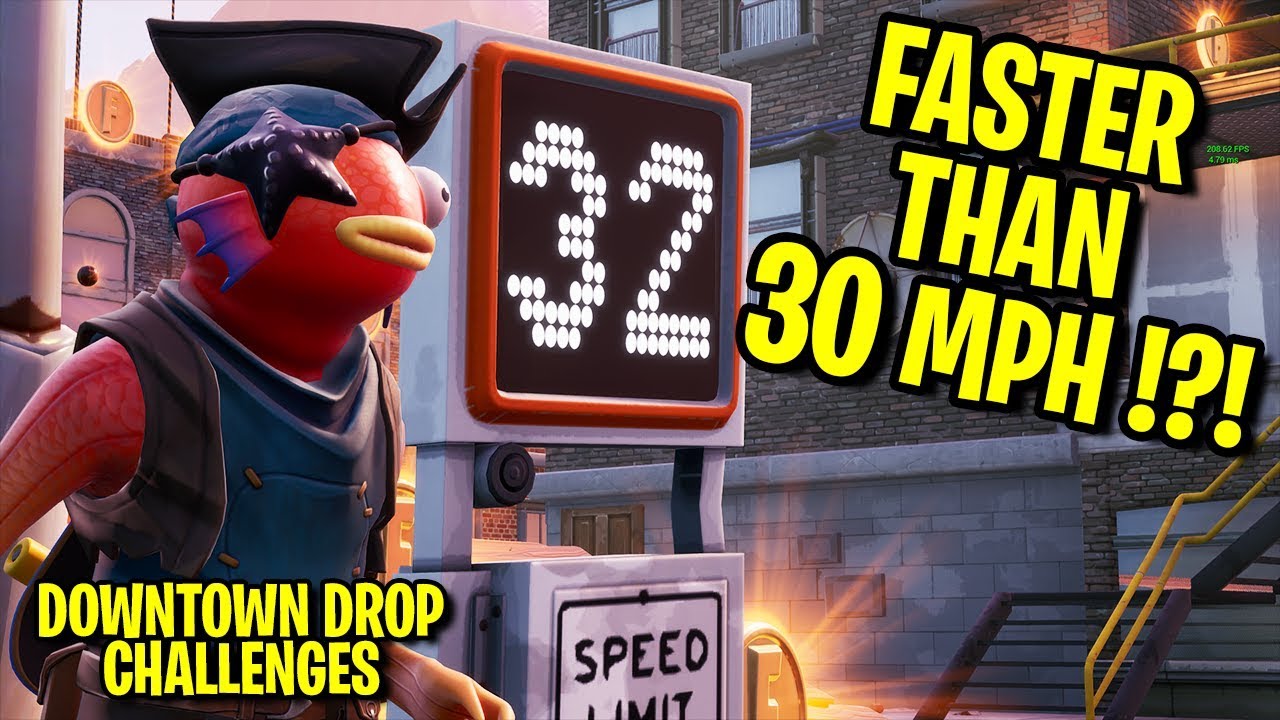 Go Faster than 30 through both Speed Traps - Downtown Drop Challenges Fortnite Season 9