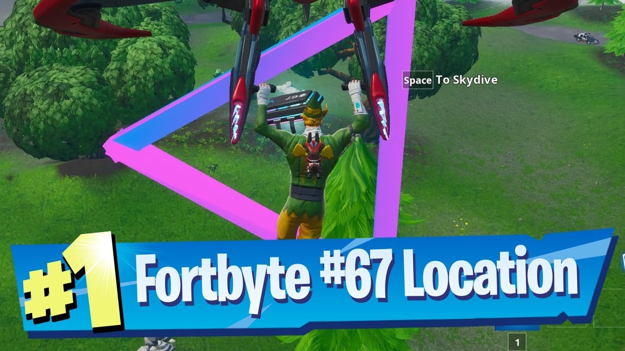 Fortnite Fortbyte #67 Location -  Accessible by flying Retaliator Glider rings Southen Sky Platform
