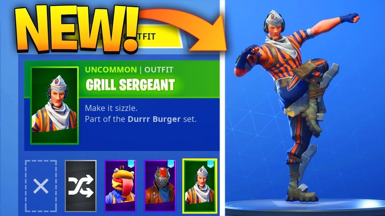 *NEW* "GRILL SERGANT" SKIN SHOWCASED WITH LEAKED EMOTES!! (DurrBurgerWorker Skin Leaked)