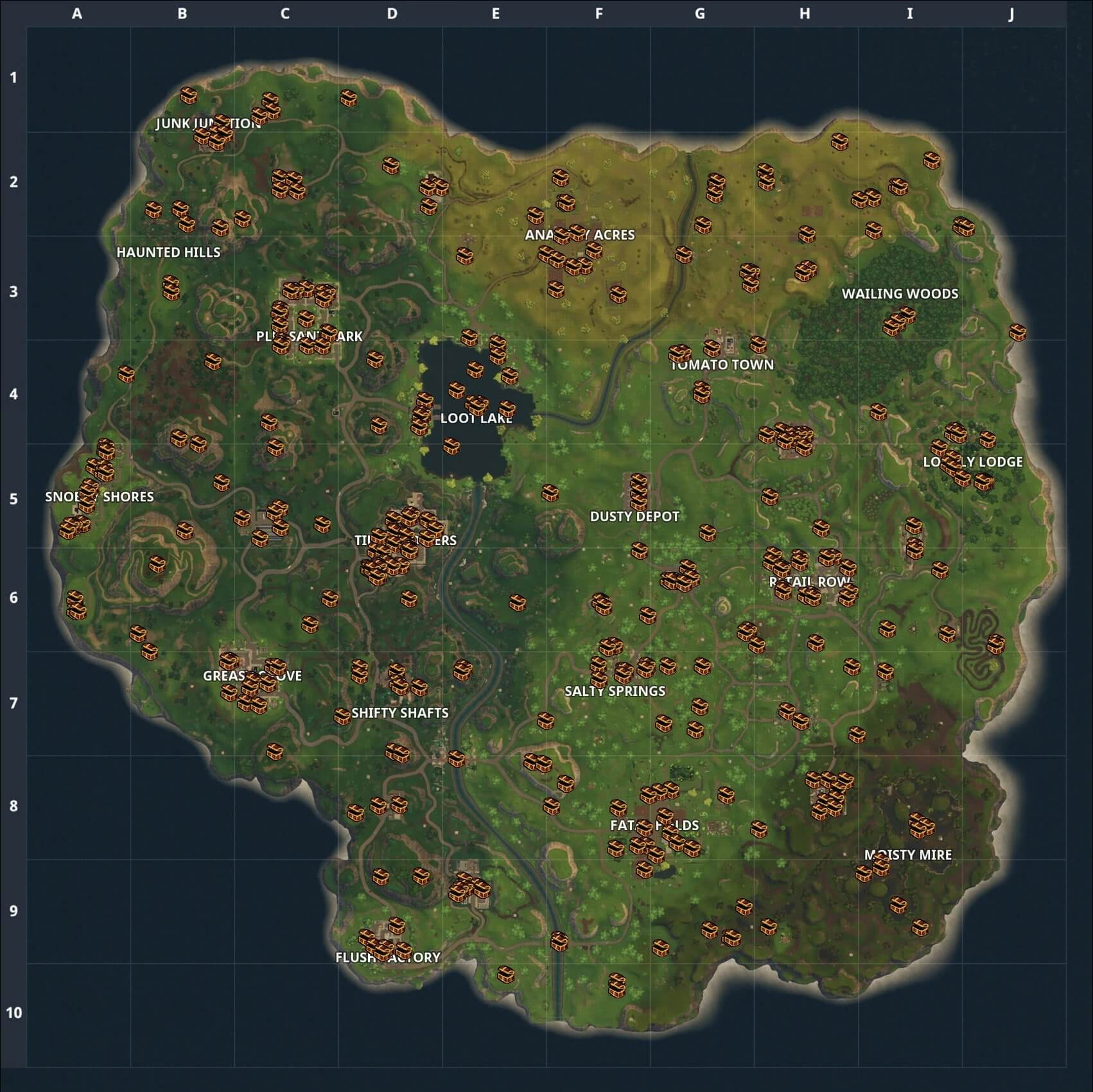 chest locations on new map - fortnite chest locations