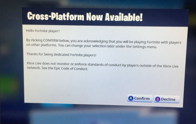 here s how to play with pc players - fortnite xbox cross platform setting missing