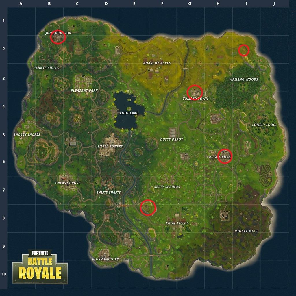 here are all the locations of the ice cream trucks on the map - fortnite ice cream truck location