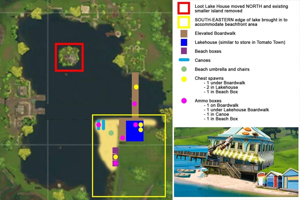 Improvements To Loot Lake Concept More Loot Fortnite Insider - they suggest that a beach!    front would be a good fit in this area and would be a good poi to add !   to the map