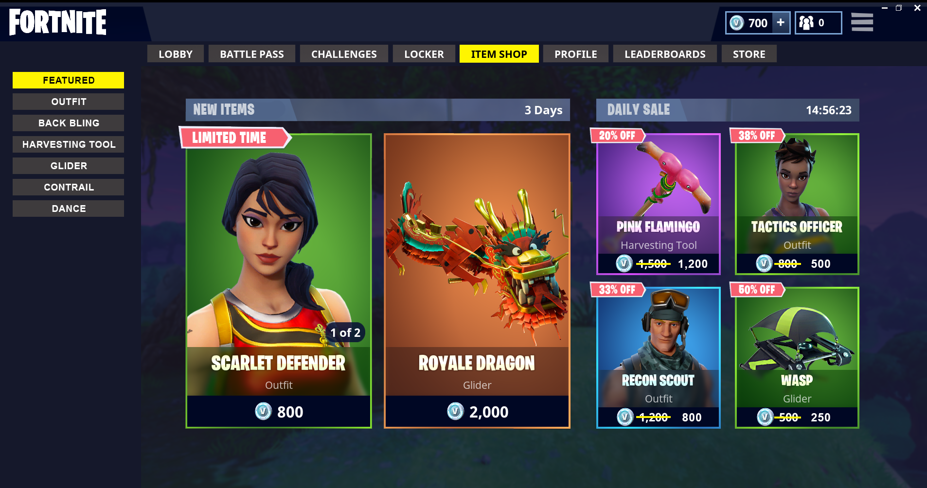 fortnite skins in shop