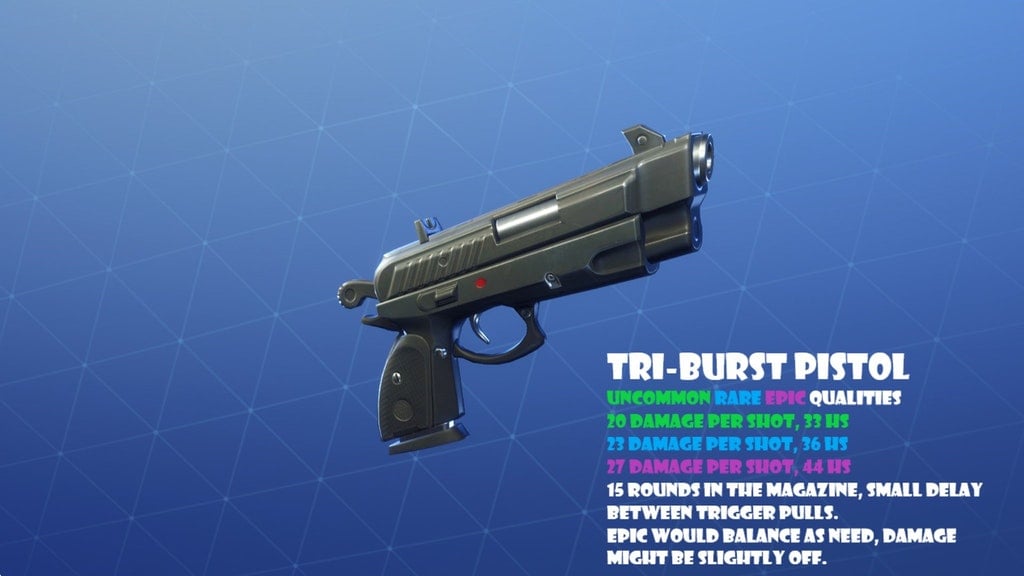 Tri-Burst Pistol Weapon Concept - Fortnite Insider