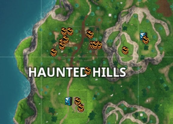 one of the challenges in week 9 is searching 7 chests in haunted hills here are the locations of chests - fortnite kisten spots
