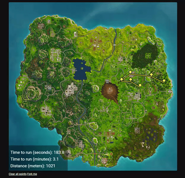 fortnite map to show time taken between different points - fortnite xp calculator season 4