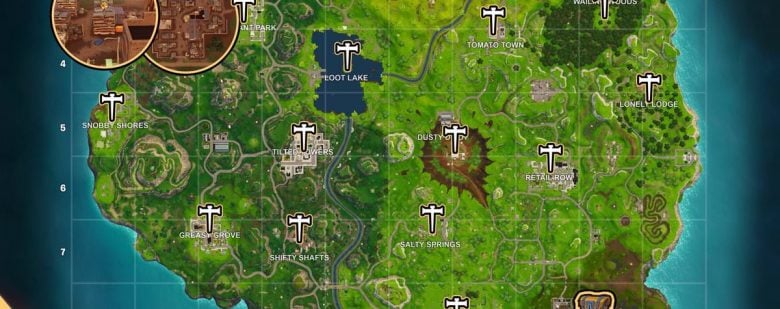 Cheat Sheet Map for Fortnite Battle Royale Season 4, Week 9 Challenges