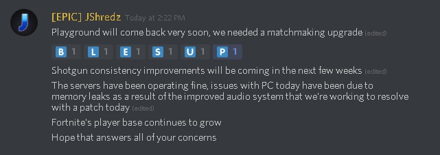 Playground Ltm Update Shotgun Improvements More Fortnite Insider - players have raised concerns about the shotguns in fortnite mainly the consistency of shots epic are aware of the issues with the shotguns and have