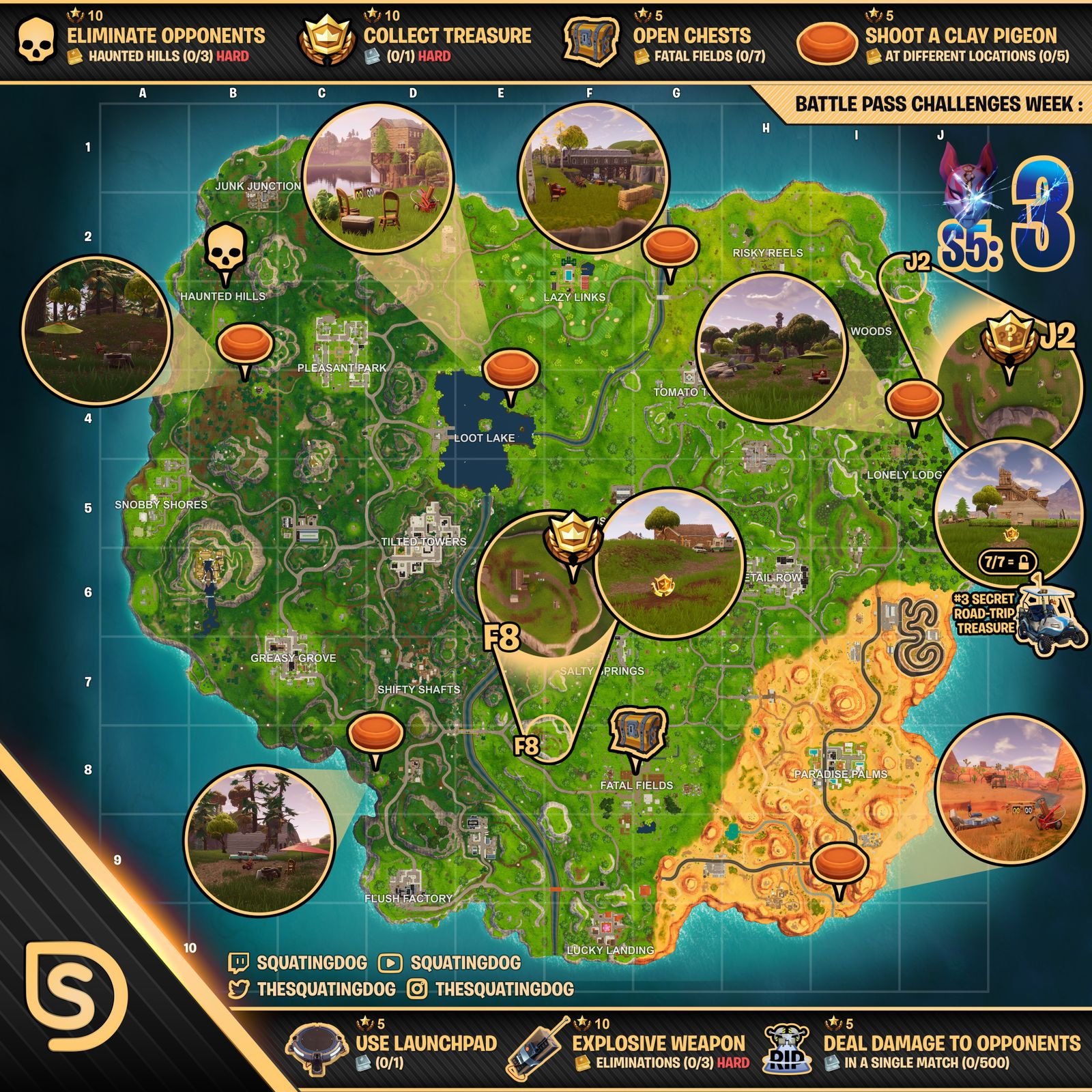 Cheat Sheet Map for Fortnite Battle Royale Season 5, Week ... - 1600 x 1600 jpeg 1137kB