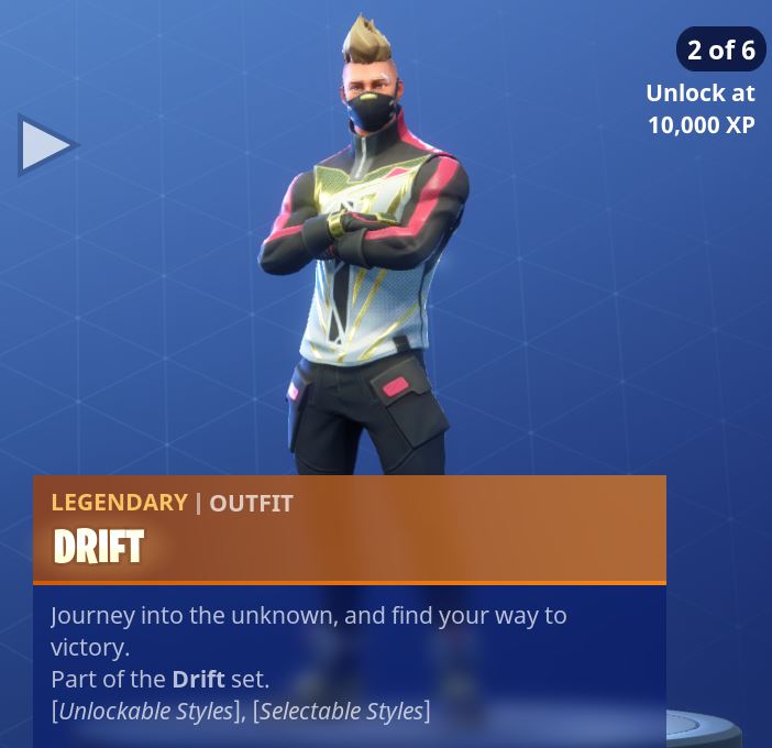 Fortnite Season 5 Battle Pass Tier 1 Drift Skin/Outfit Style 2