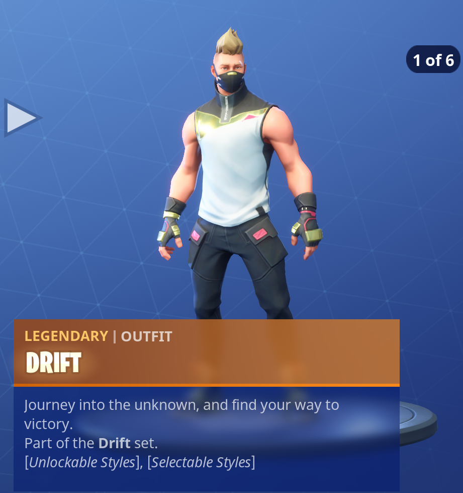 fortnite season 5 battle pass tier 1 drift skin outfit style 1 - fortnite drift skin png