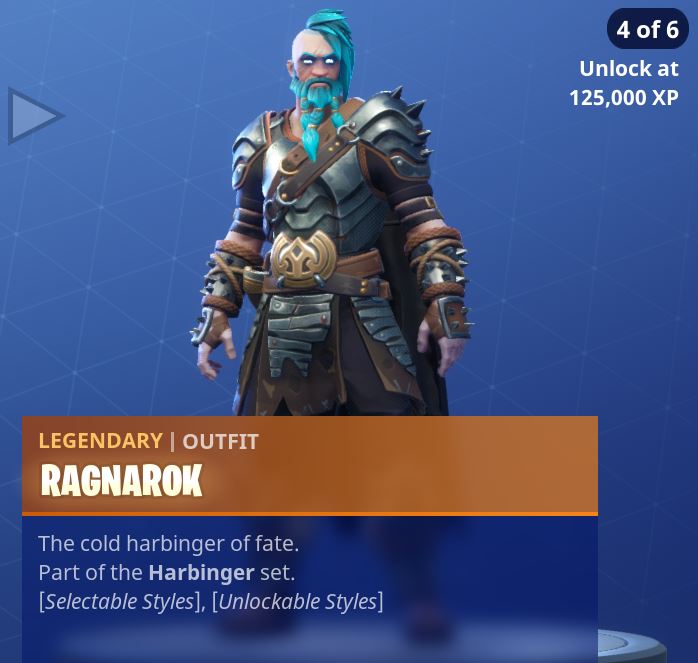 fortnite season 5 battle pass tier 100 ragnarok skin outfit style 4 - exp sur fortnite