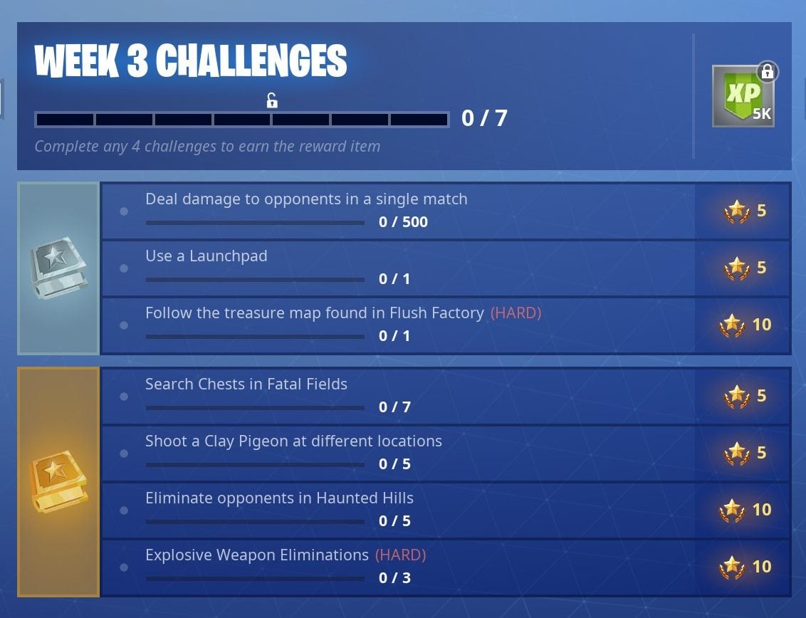 fortnite season 5 week 3 challenges - fortnite free challenges