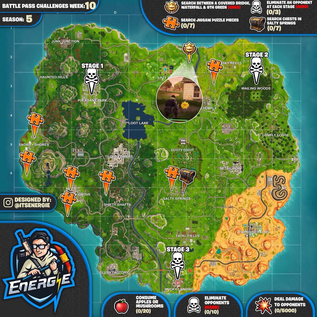 cheat sheet map for fortnite battle royale season 5 week 10 challenges - fortnite week 10 cheat map