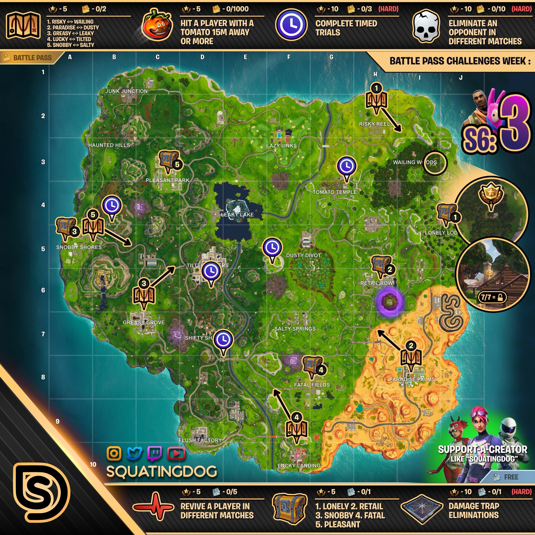 Cheat Sheet Map for Fortnite Season 6, Week 3 Challenges ... - 2048 x 2048 jpeg 1038kB