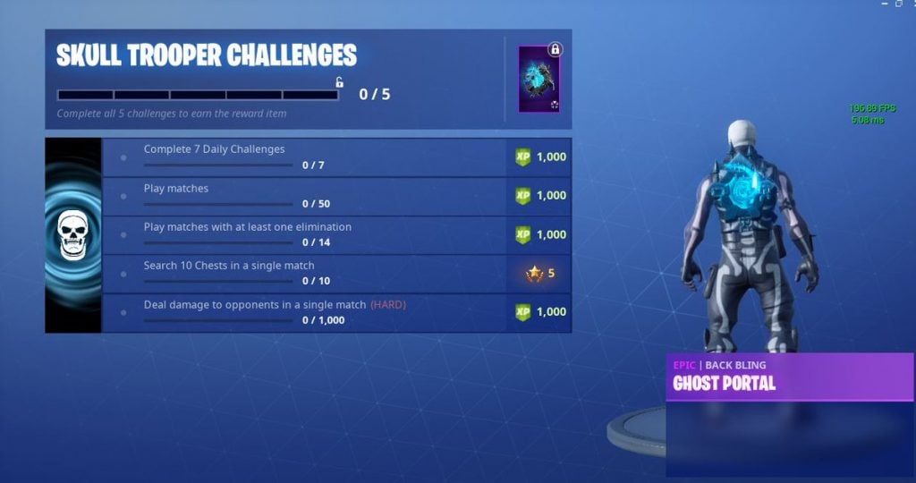 skull trooper challenges - fortnite free back bling