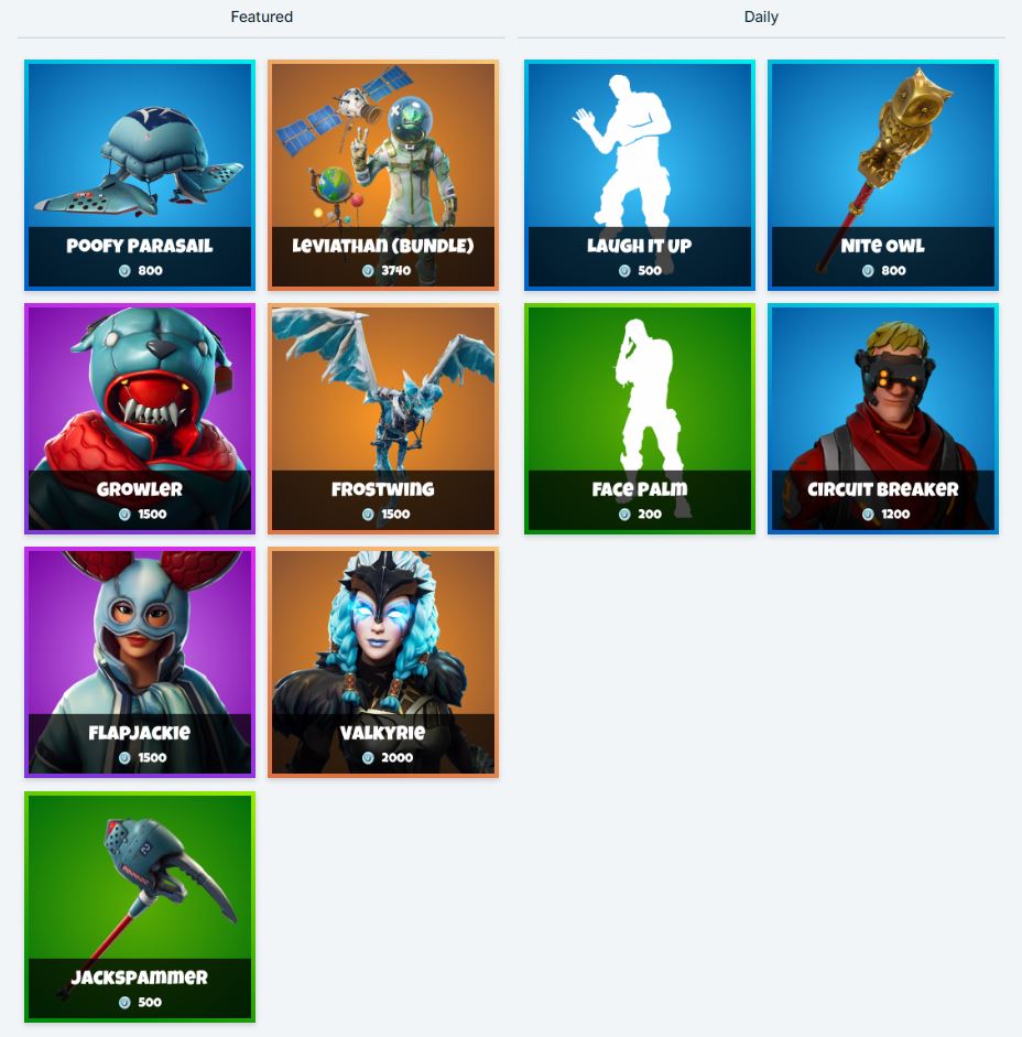 All Fortnite skins in the item shop 11th December