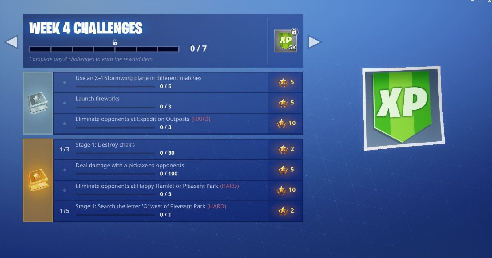 fortnite br season 7 week 4 challenges - fortnite week 4 cheat sheet