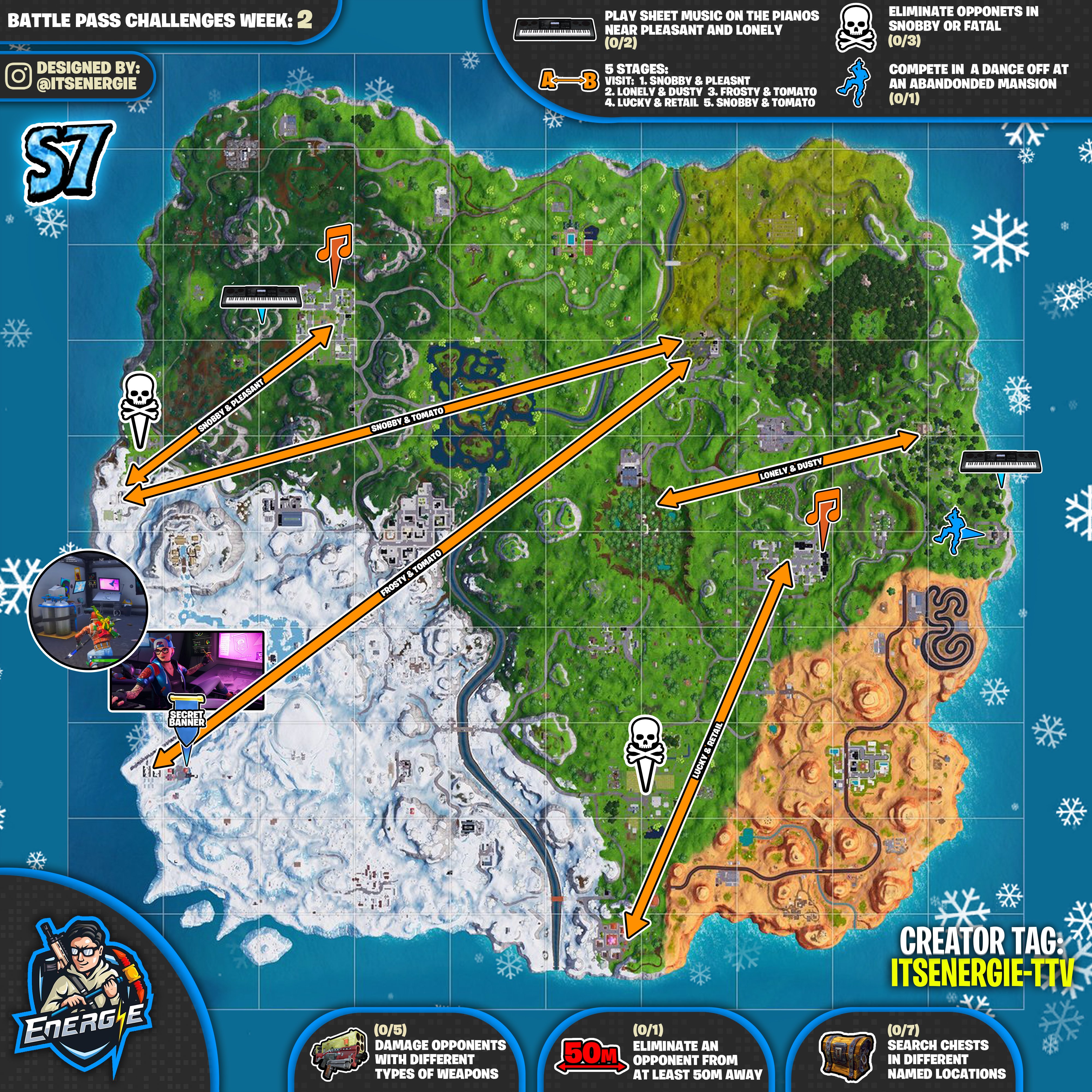 Fortnite season 7 week 3 cheat sheet