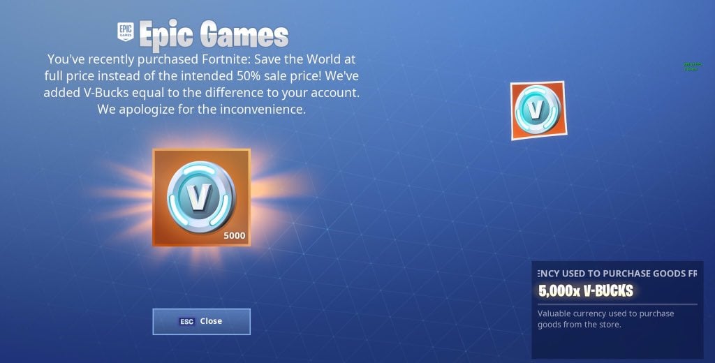 fortnite compensation for save the world purchases - fortnite v bucks purchase not working