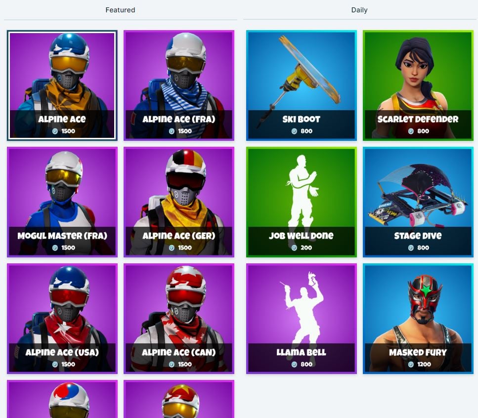 Fortnite Item Shop 18th December