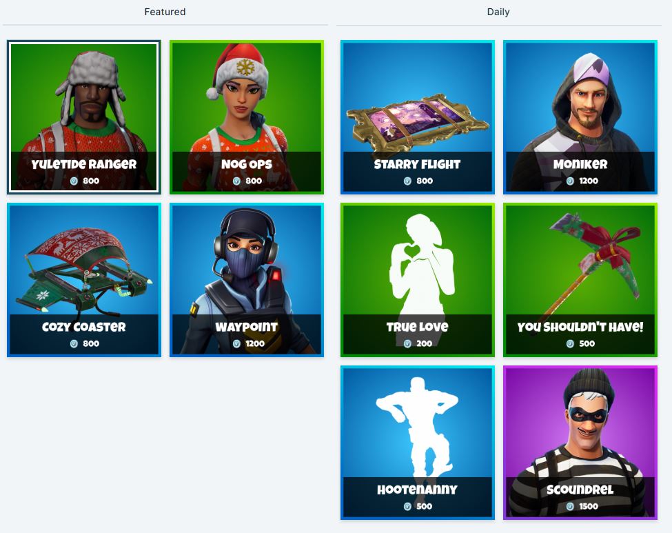 fortnite item shop 8th december christmas skins - skin fortnite 1200 v bucks