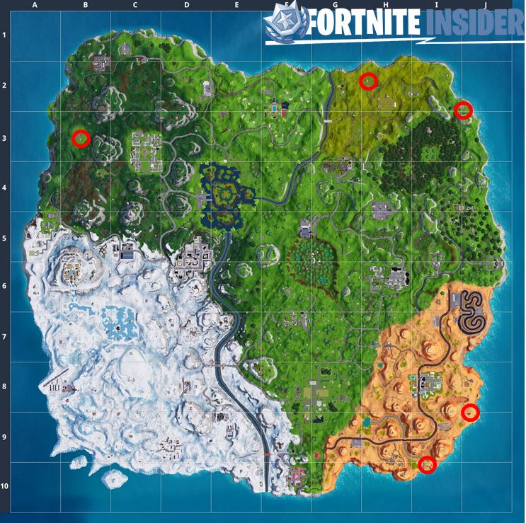 Fortnite Launch Fireworks Challenge - Firework Locations Map