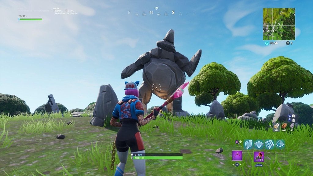 the fortnite stone formation between tomato temple and wailing woods - golem de pierre fortnite