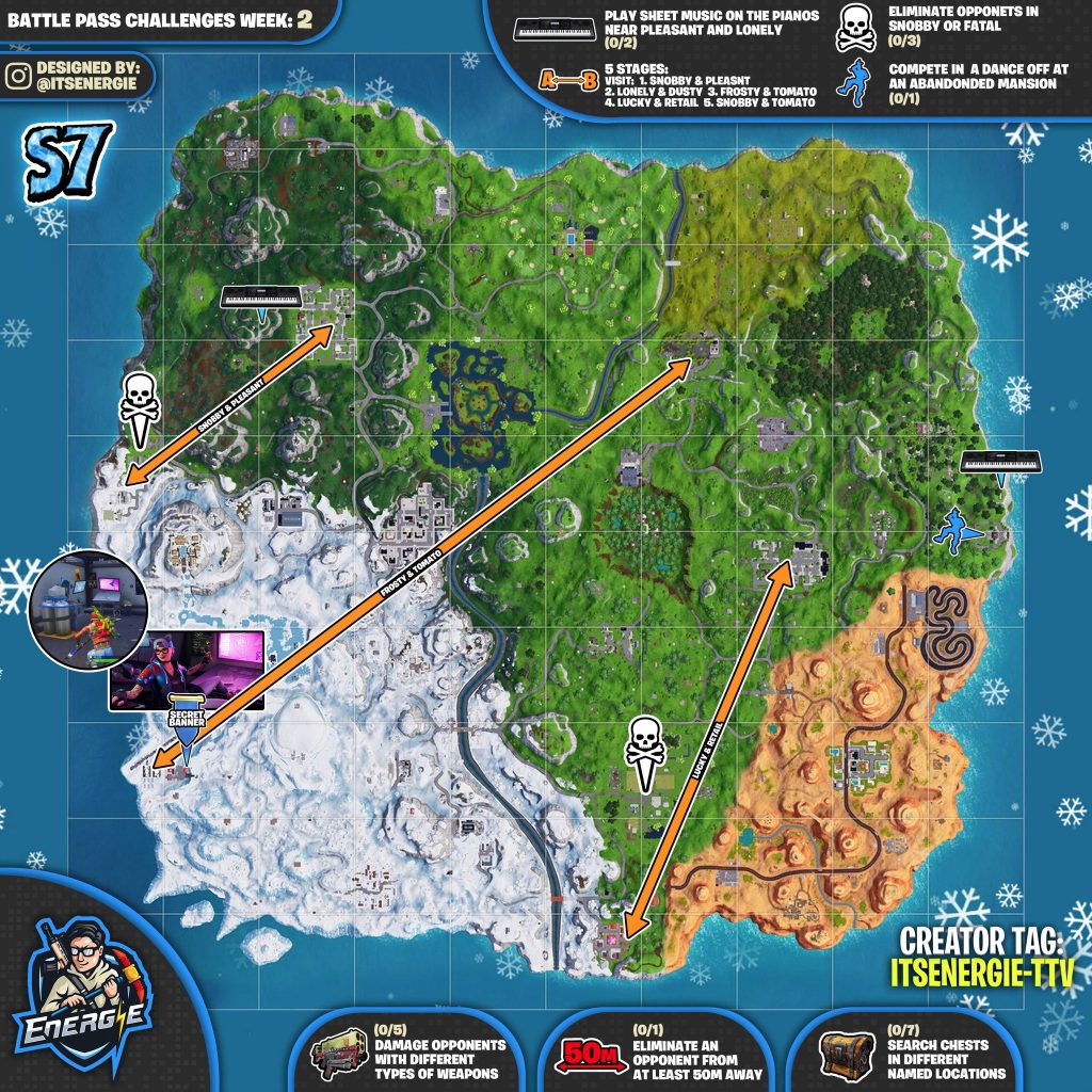 Fortnite Cheat Sheet Map for Season 7, Week 2 Challenges - Fortnite Insider