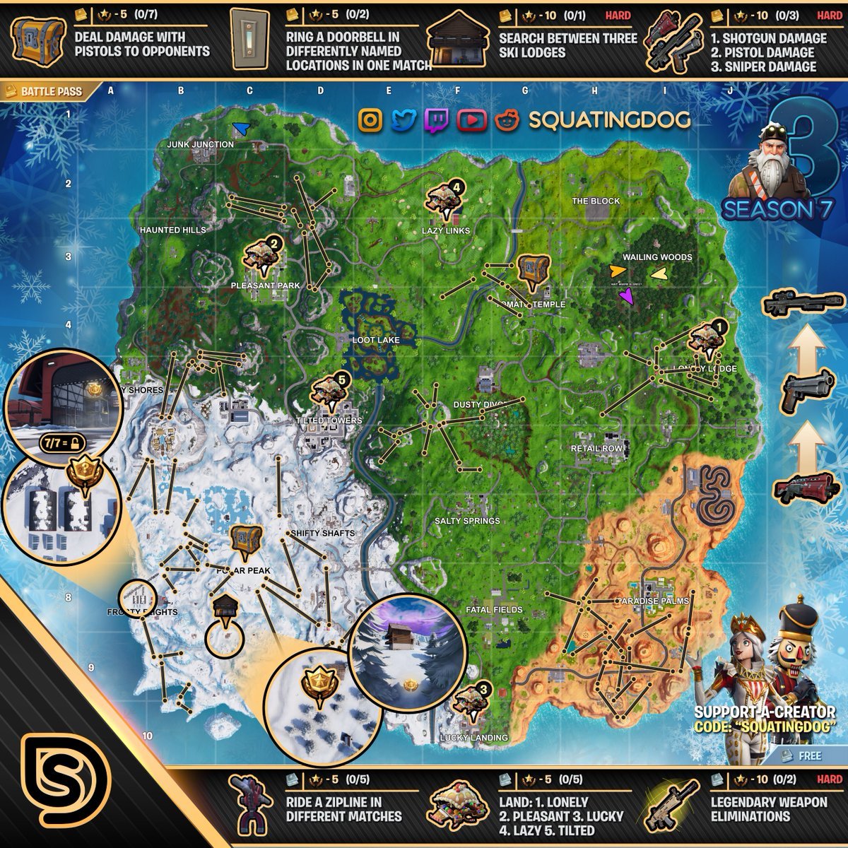 fortnite week 3 challenges fortnite sheet map for season 7 week 3 challenges - fortnite map generator season 7