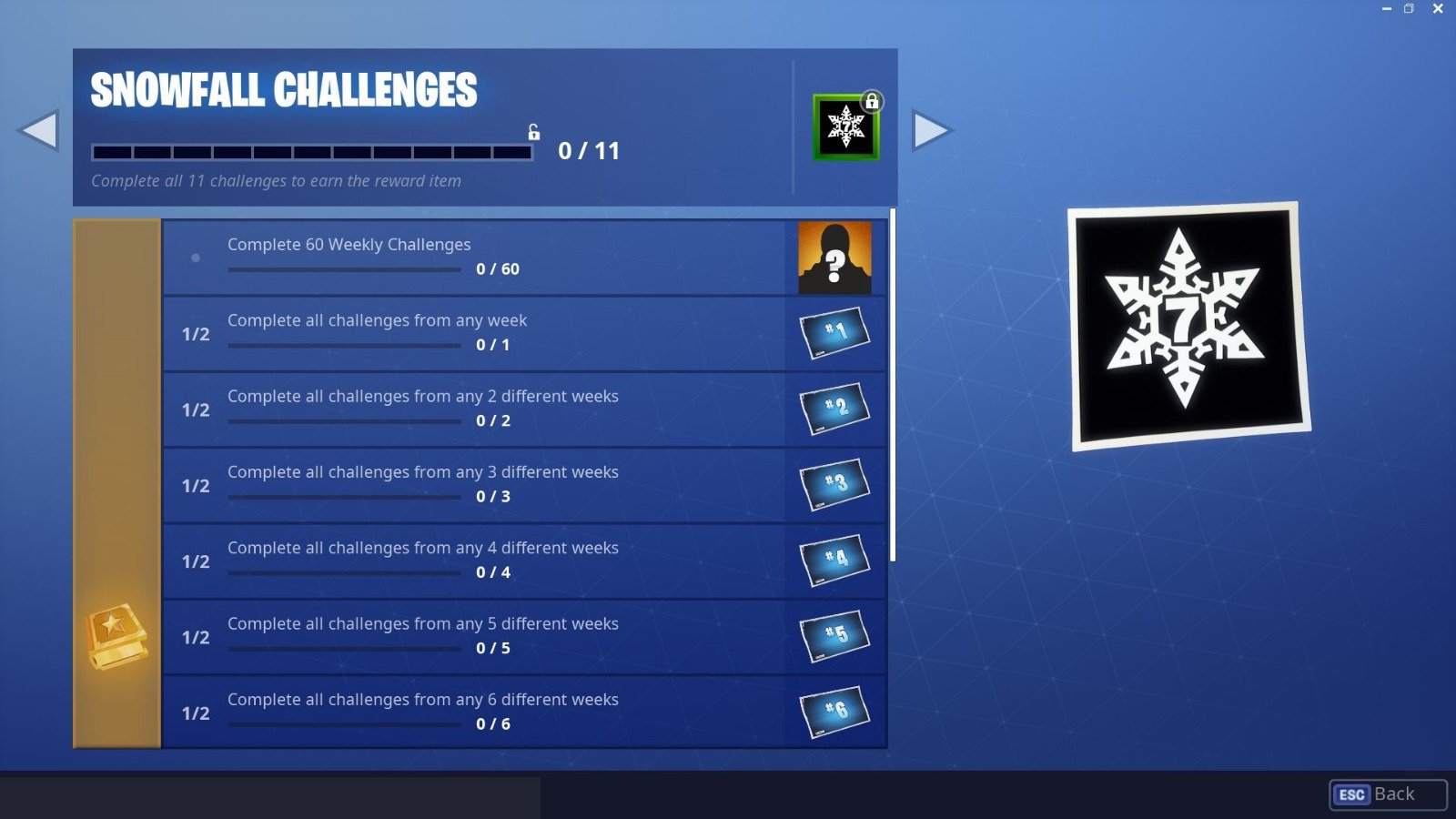 Item rewards. Snow Challenge.