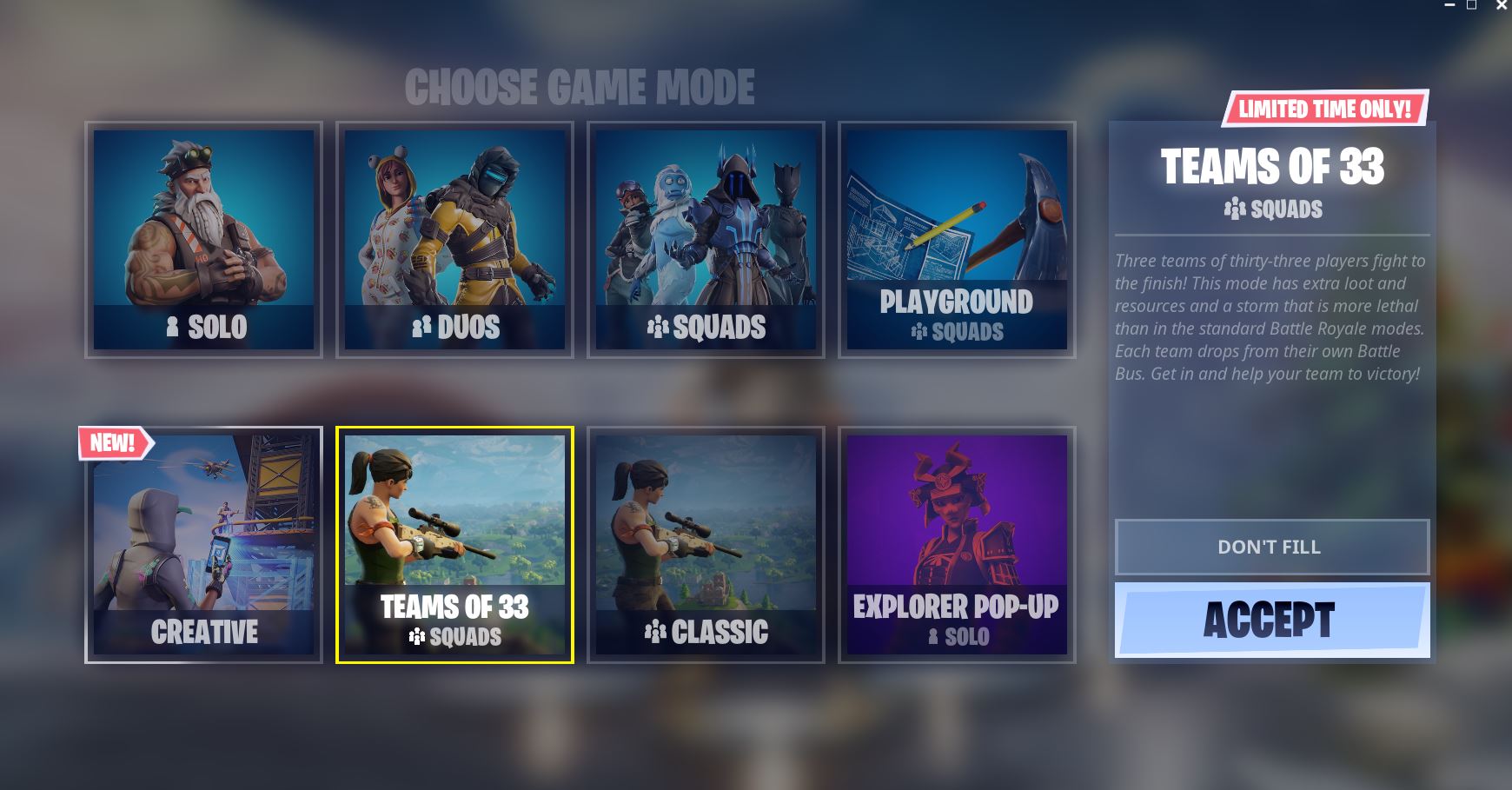 Teams of 33 Fortnite LTM