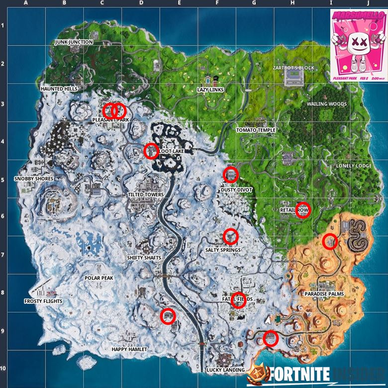 All Fortnite Showtime Poster Locations Challenge Map