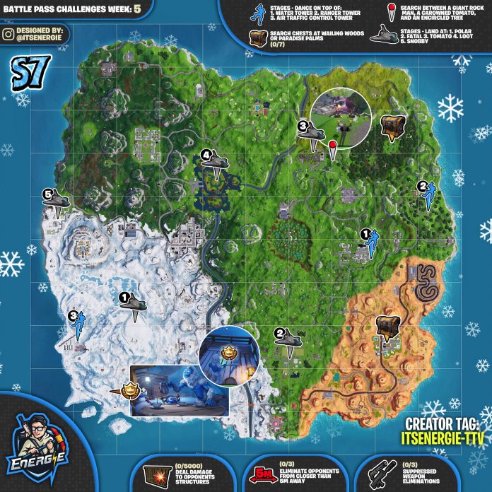 Fortnite Cheat Sheet Map for Season 7, Week 5 Challenges - Fortnite Insider