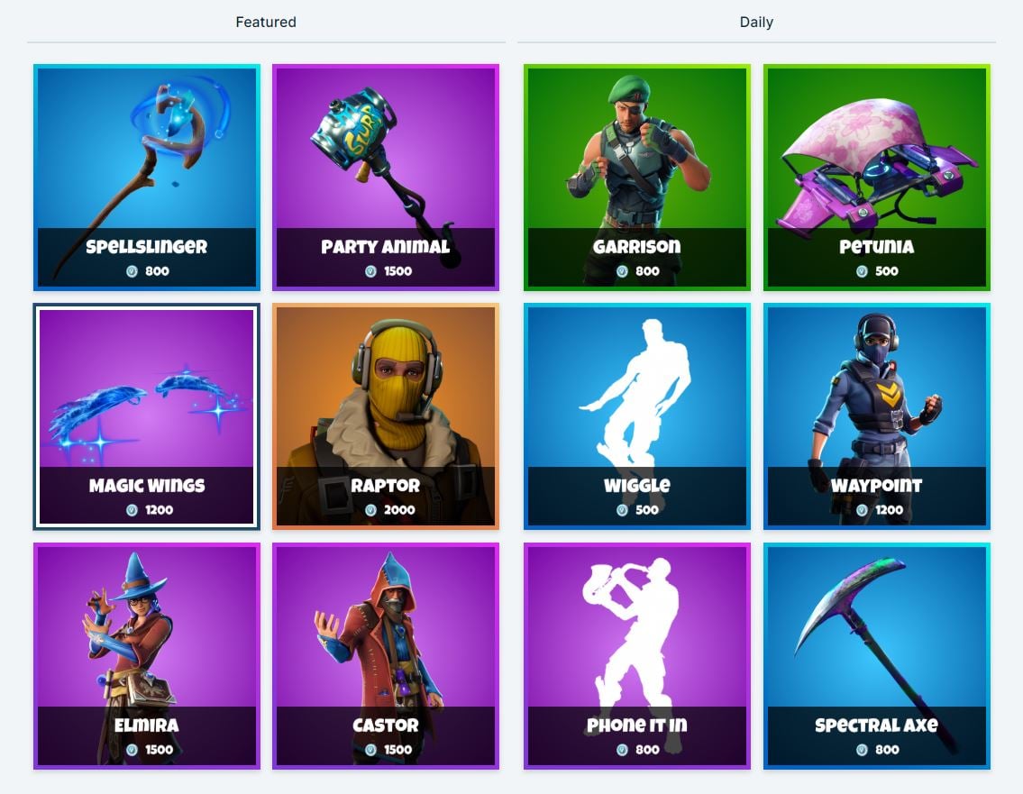 items shop fortnite