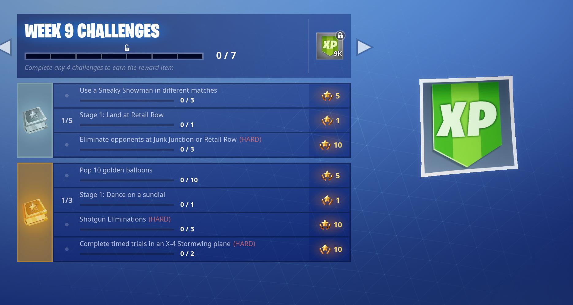 fortnite season 7 week 9 challenges - week 9 fortnite cheat sheet