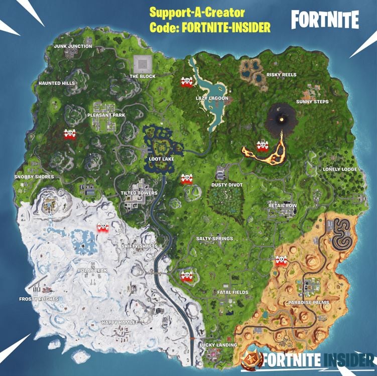 fortnite all pirate camp locations map - pirate outpost locations fortnite