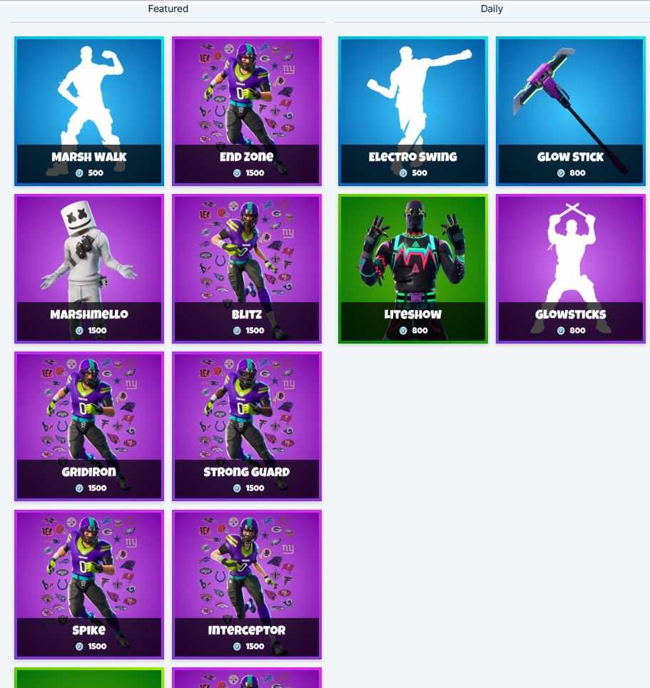 Fortnite nfl skins item shop