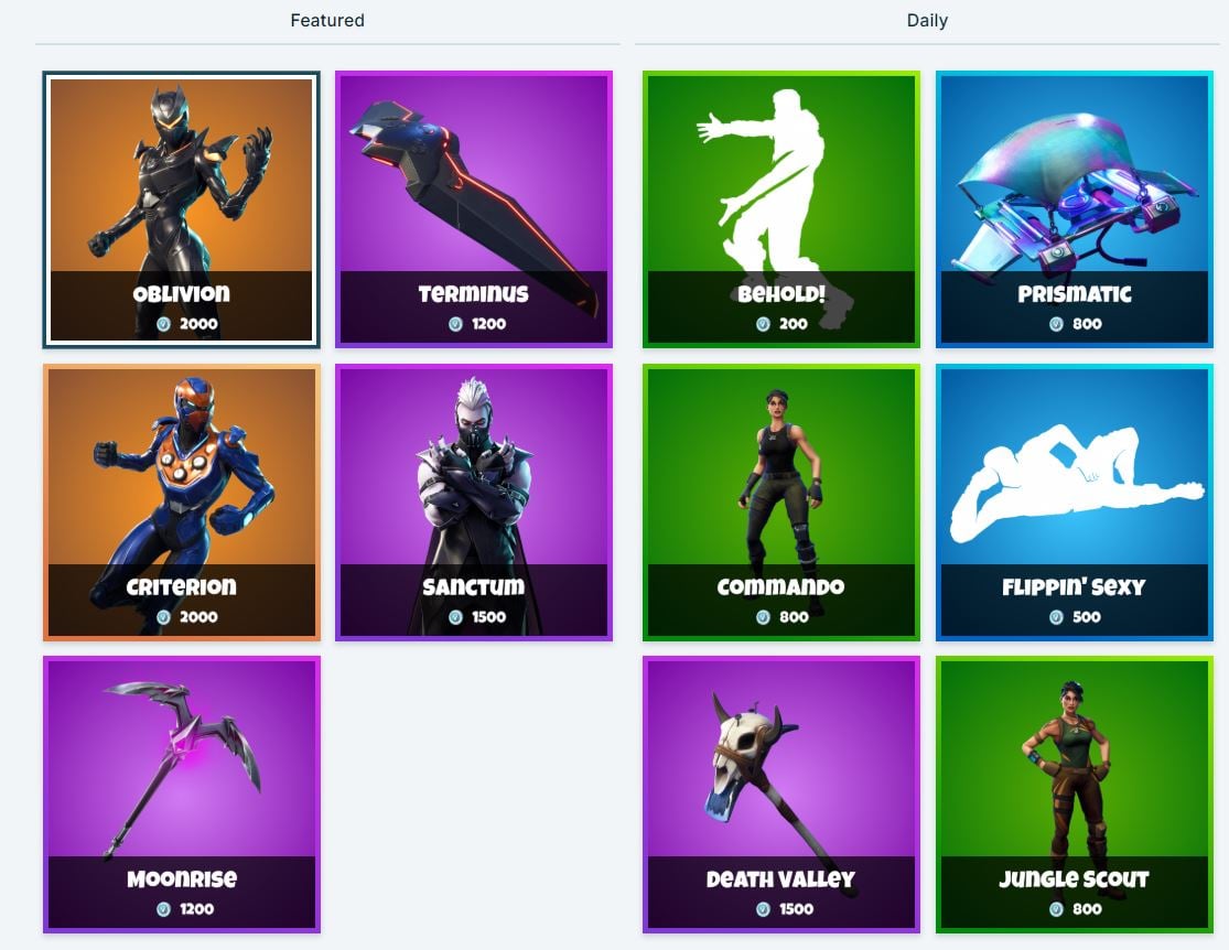 fortnite epic games item shop