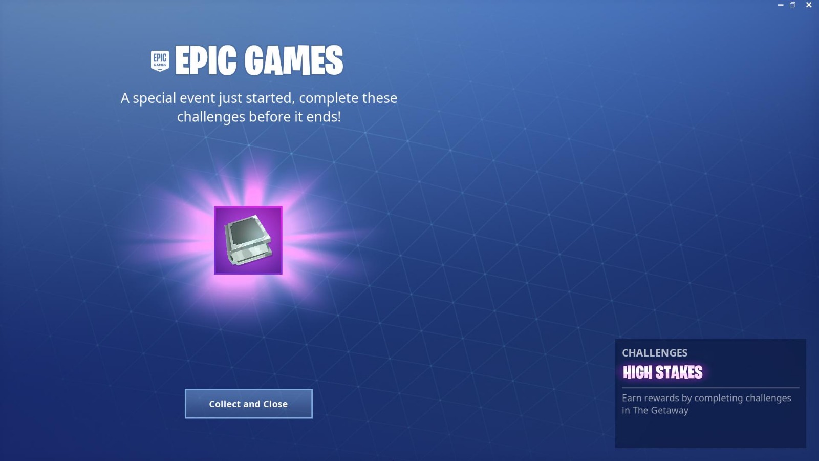 Fortnite High Stakes Challenges Screen