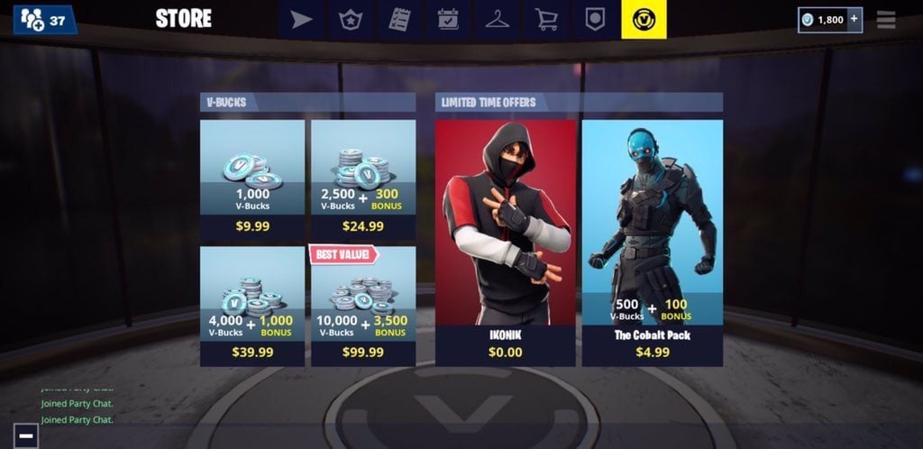 Fortnite Ikonik Skin in the Fortnite Store on Samsung devices