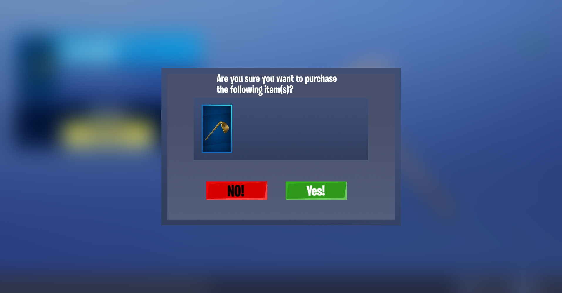 Fortnite Purchase Confirmation Concept