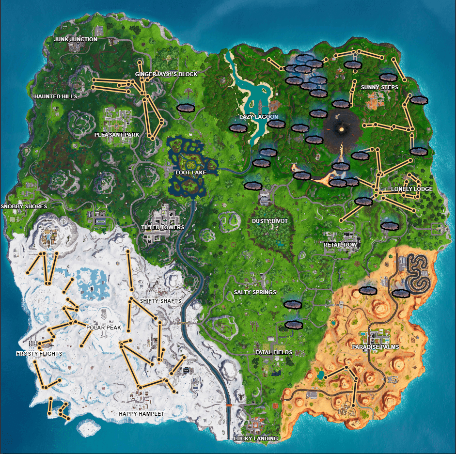 Location Map for Volcano Vents and Ziplines for 