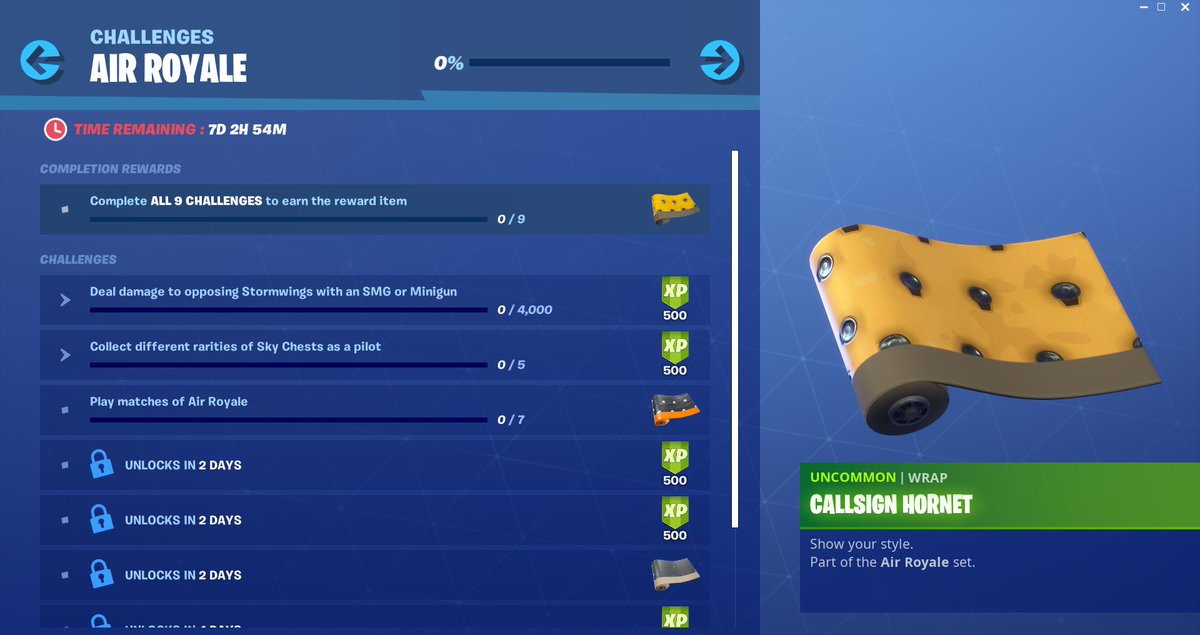 Fortnite Air Royale Sky First Set Of Fortnite Air Royale Challenges Now Available Day 1 Fortnite Insider