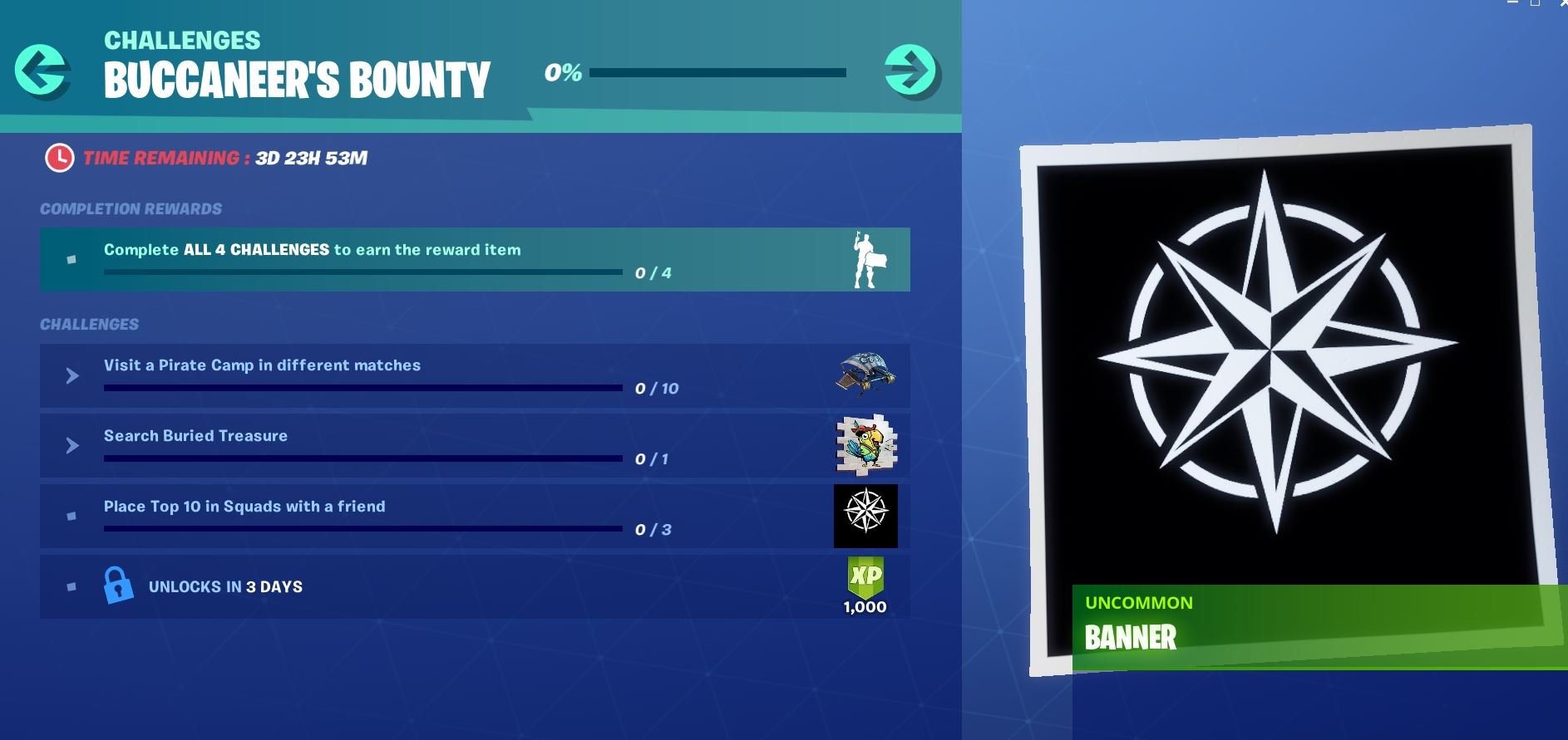 Fortnite Buccaneers Bounty Challenge and Reward - Day 3