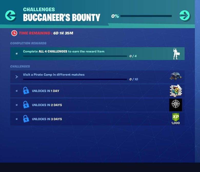 Fortnite Buccaneer's Bounty Challenges