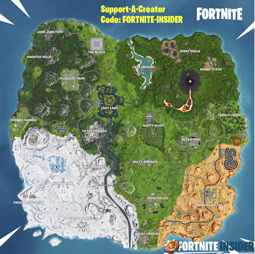 Fortnite Season 8, Week 6 Treasure Map Loading Screen Location